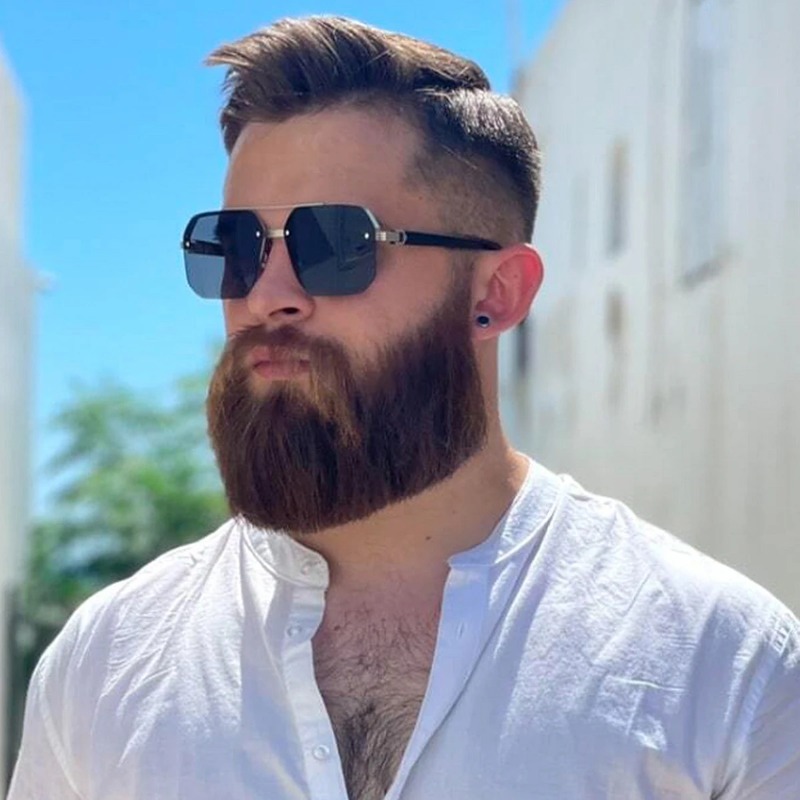 Metal Photo Panel - Men's Metal Sunglasses Square Half Frame