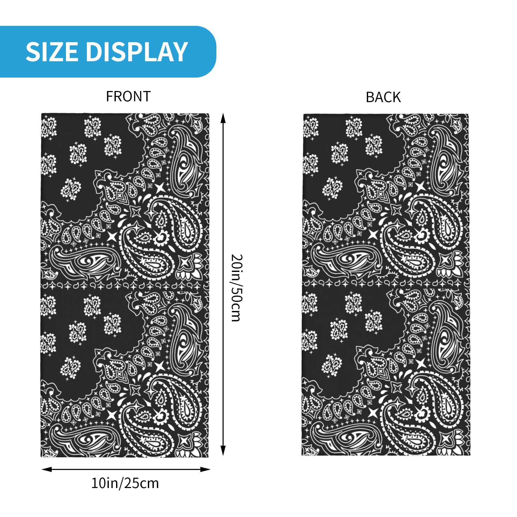 Custom Black And White Paisley - Bandana Blank White 评论和价格