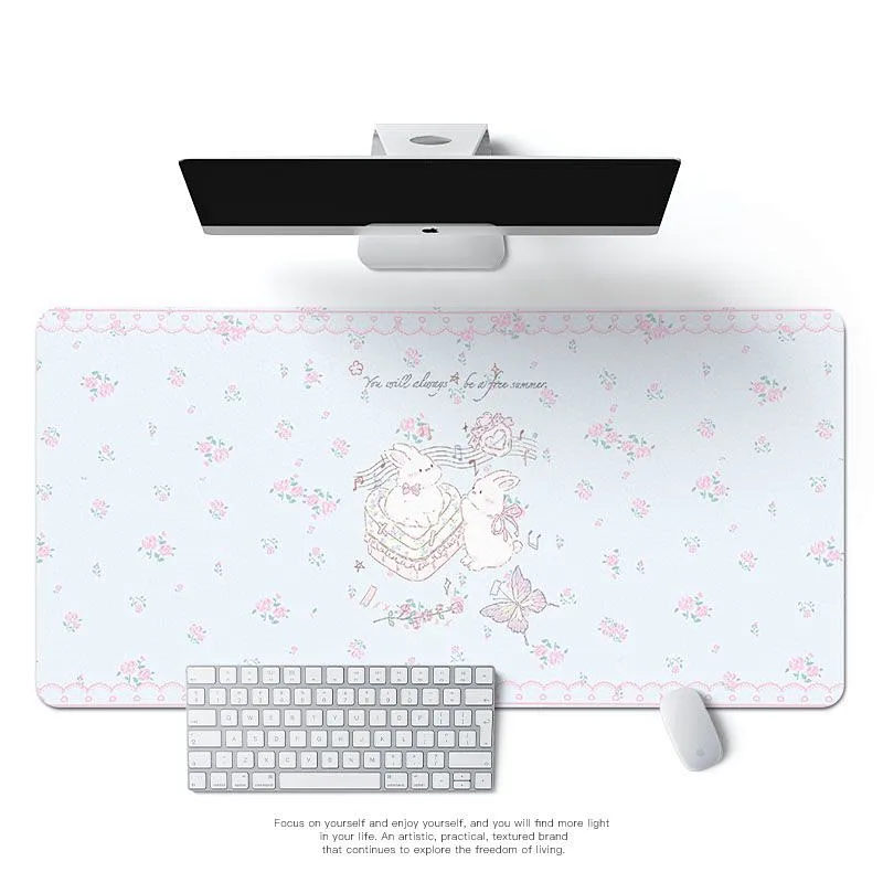 Cute Bunny Elegant Floral Leat - Mouse Pad Blank Sublimation 评论和价格