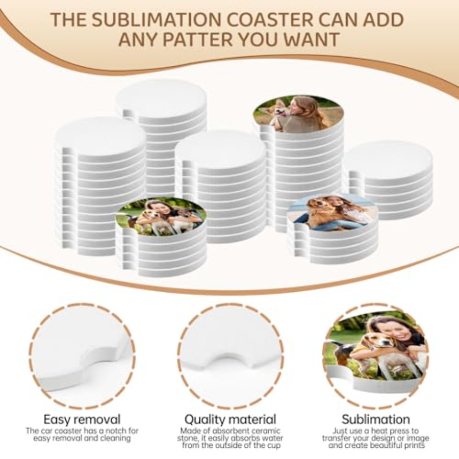 312 Pcs Ceramic Car Coasters 2 - Coaster Sublimation Blank 评论和价格