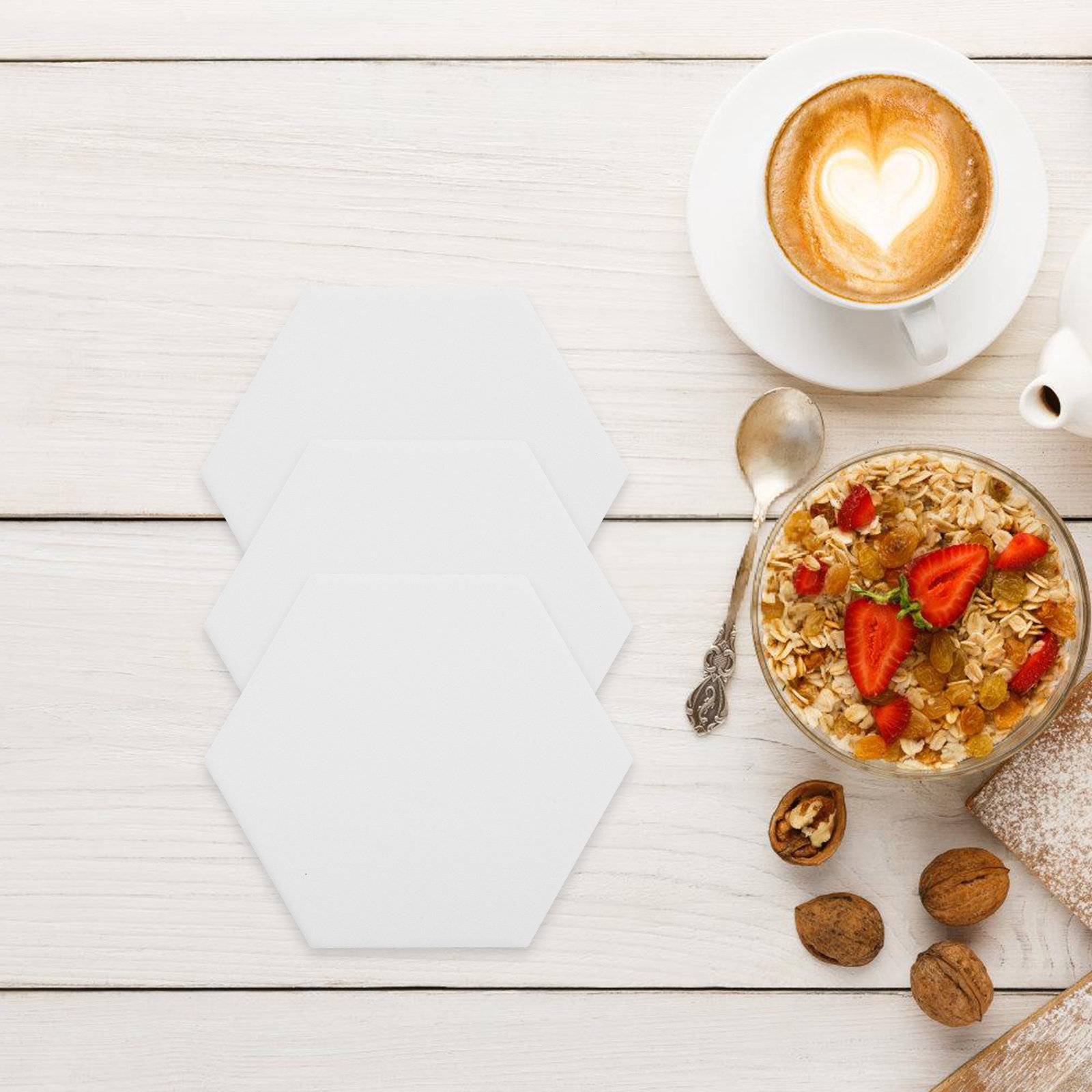 10Set White Hexagonal Ceramic  - Coaster Sublimation Blank 评论和价格
