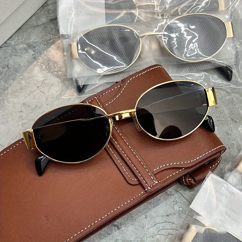 Retro Metal Frame Oval Sunglas - Metal Photo Panel 评论和价格