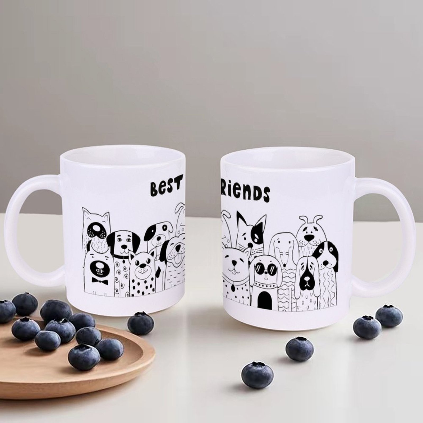 Illustration Of Dogs With The  - Sublimation Mug White 评论和价格