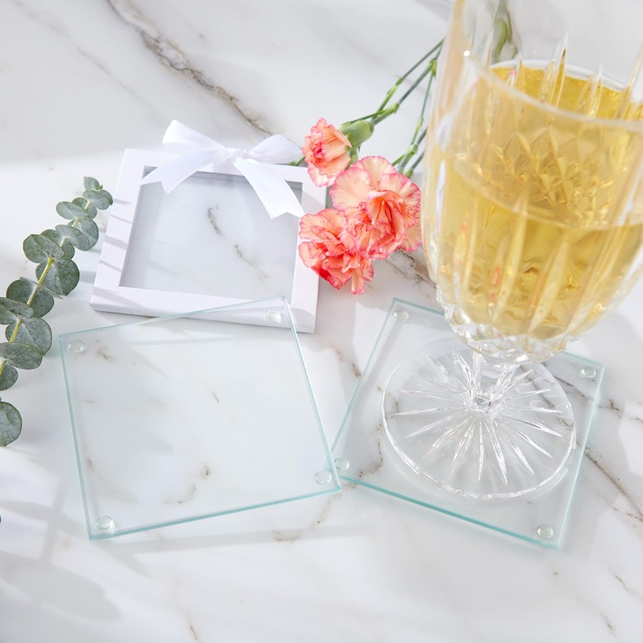 Clear Glass Drink Coasters Set - Coaster Sublimation Blank 评论和价格